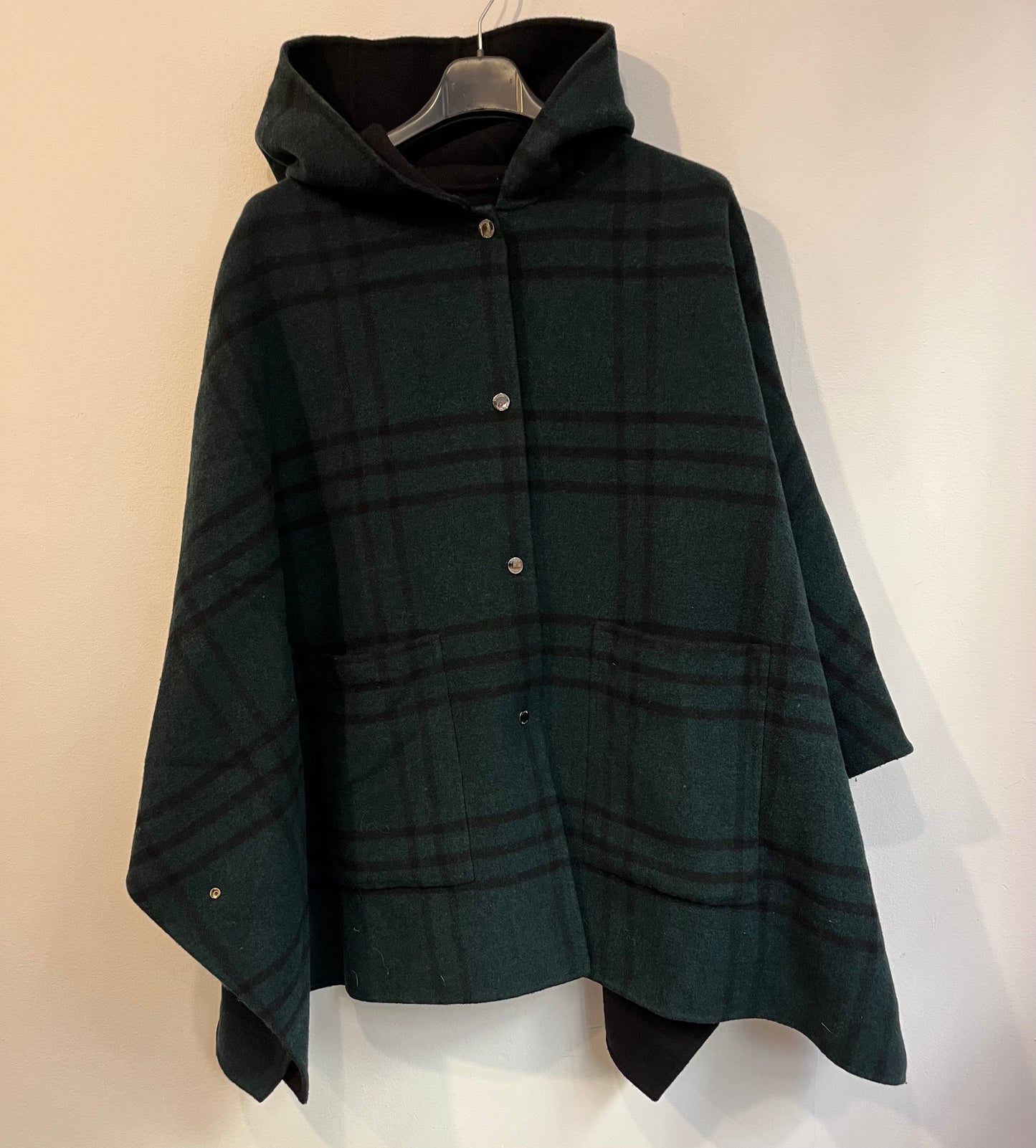 UTERQÜE. Capa lana cuadros reversible. T M