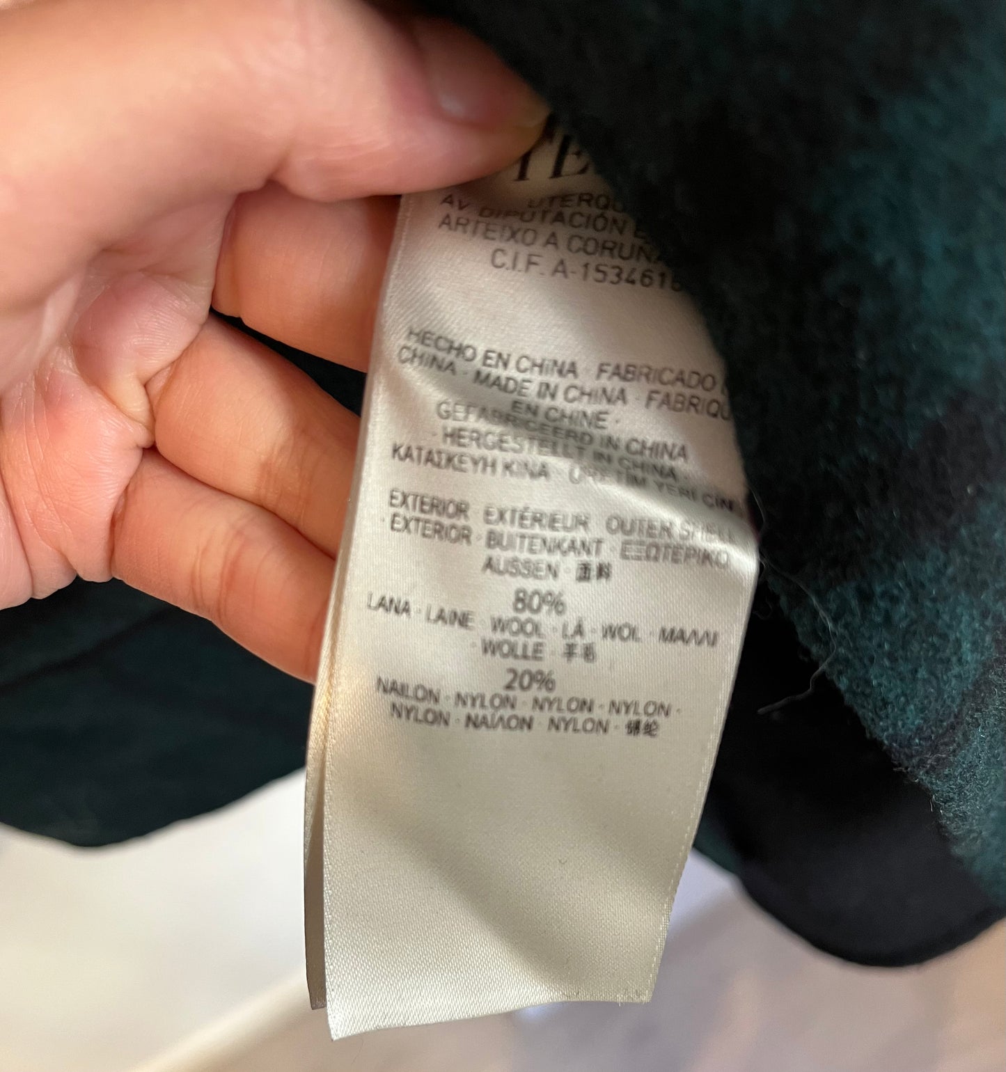 UTERQÜE. Capa lana cuadros reversible. T M