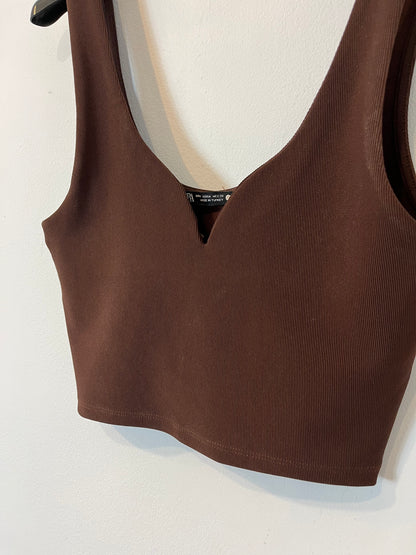 ZARA. Brown stretch top. TM