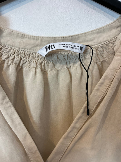 ZARA. Beige voluminous blouse with linen. TM