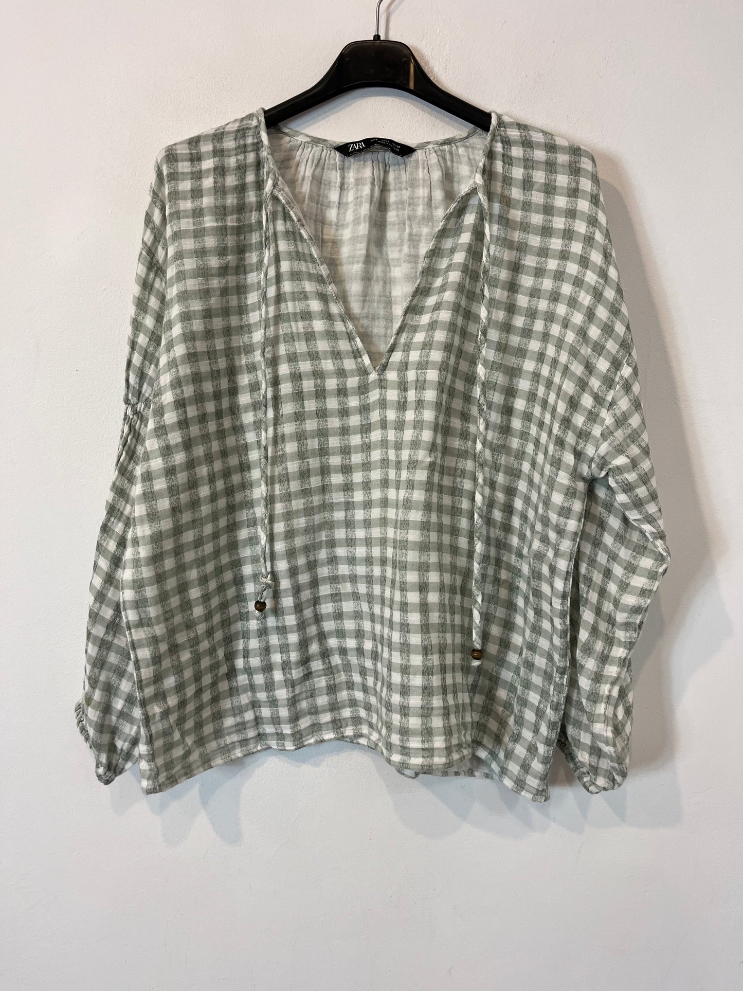 ZARA. Checkered cotton blouse. TS