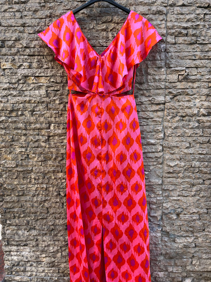 SCALPERS. Vestido largo aberturas fucsias. T S