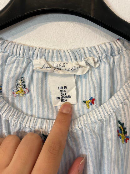 H&amp;M. Embroidered striped blouse. TS