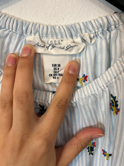 H&amp;M. Embroidered striped blouse. TS