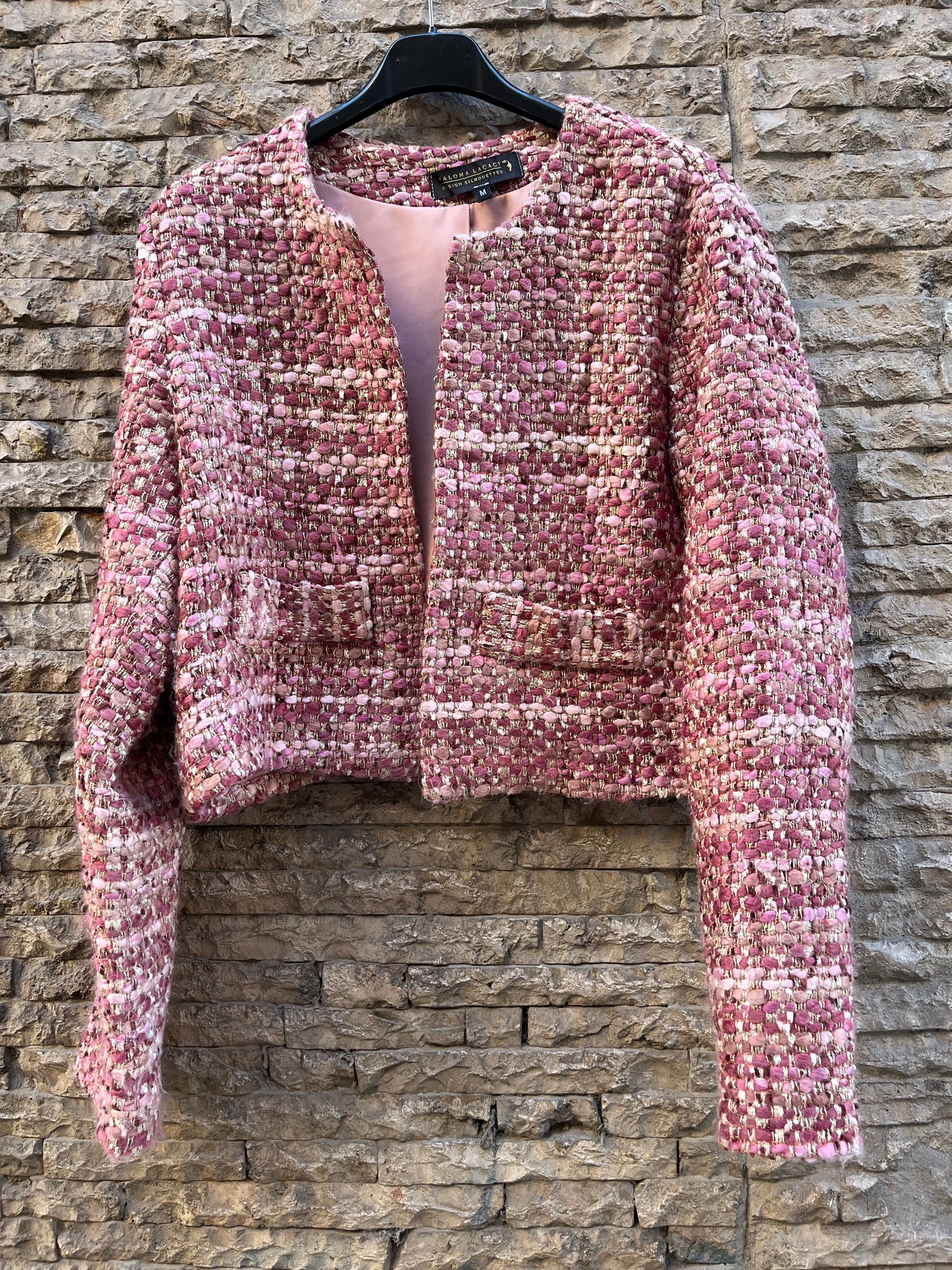 PALOMA LACACI. Chaqueta tweed tonos rosas. T M