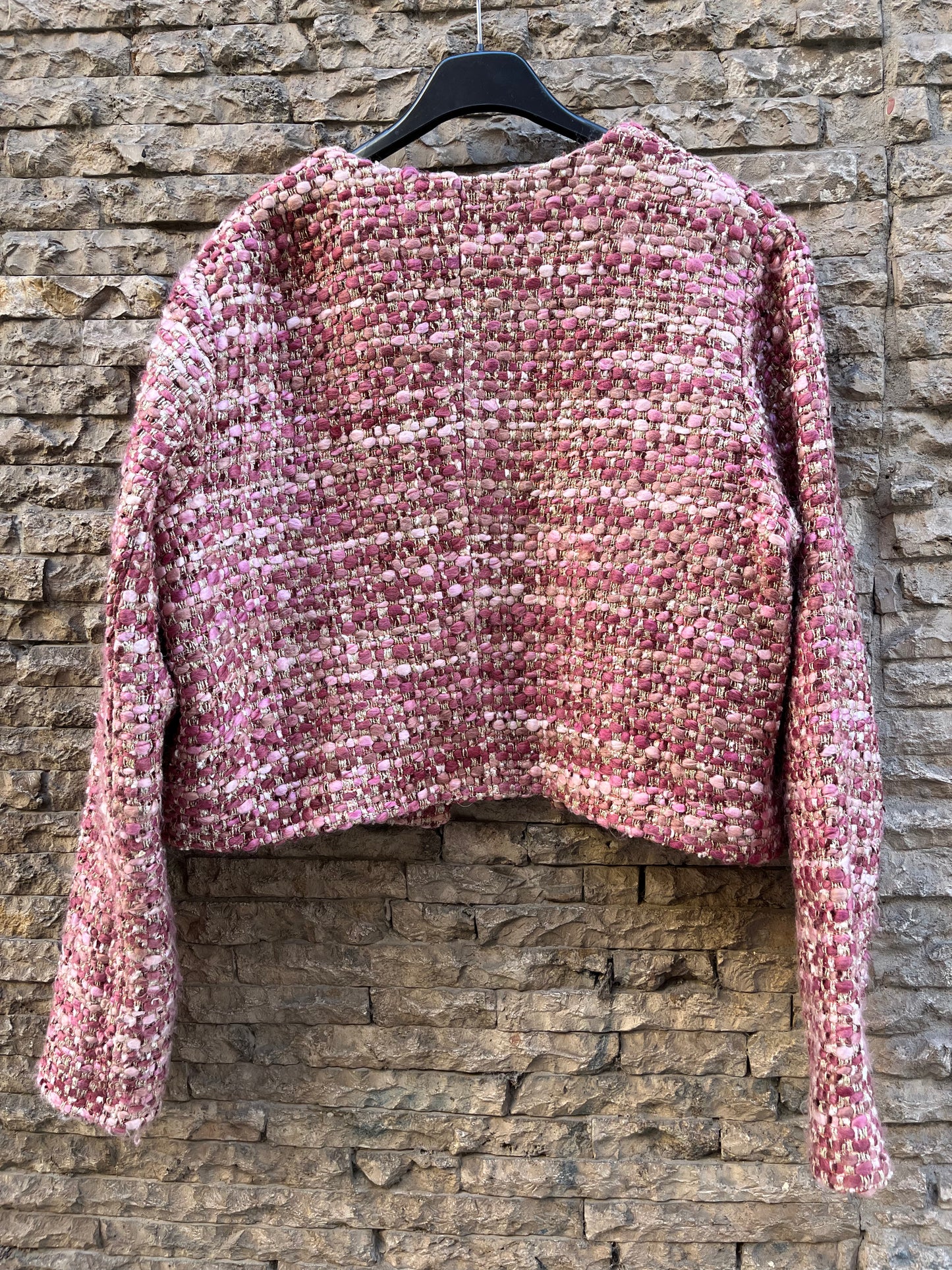 PALOMA LACACI. Chaqueta tweed tonos rosas. T M