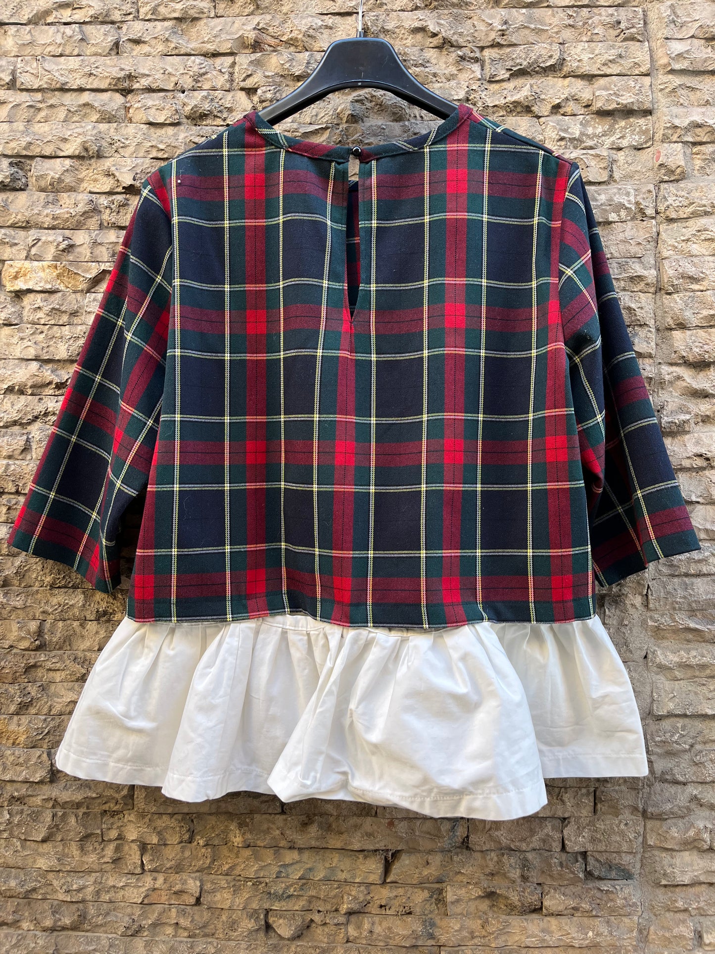 COOSY. Top punto cuadros volante extraíble. T XS