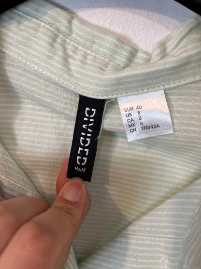 H&amp;M. Light green striped shirt. TS/M