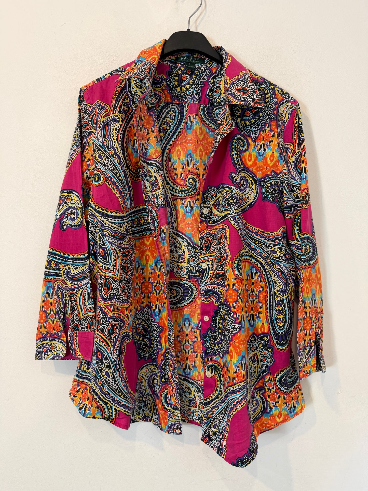 RALPH LAUREN. Camisa de algodón con estampados rosas