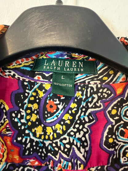 RALPH LAUREN. Camisa de algodón con estampados rosas