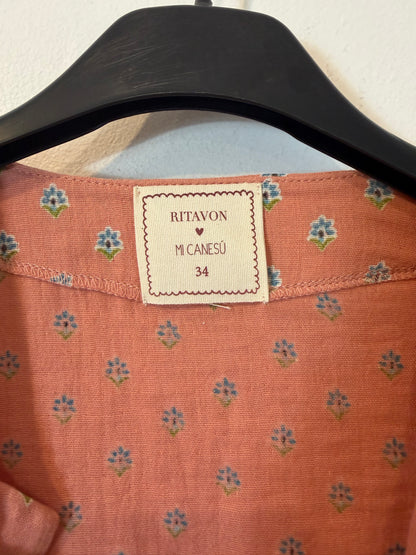 RITAVON. Camisa de algodón con estampado detalle lazo