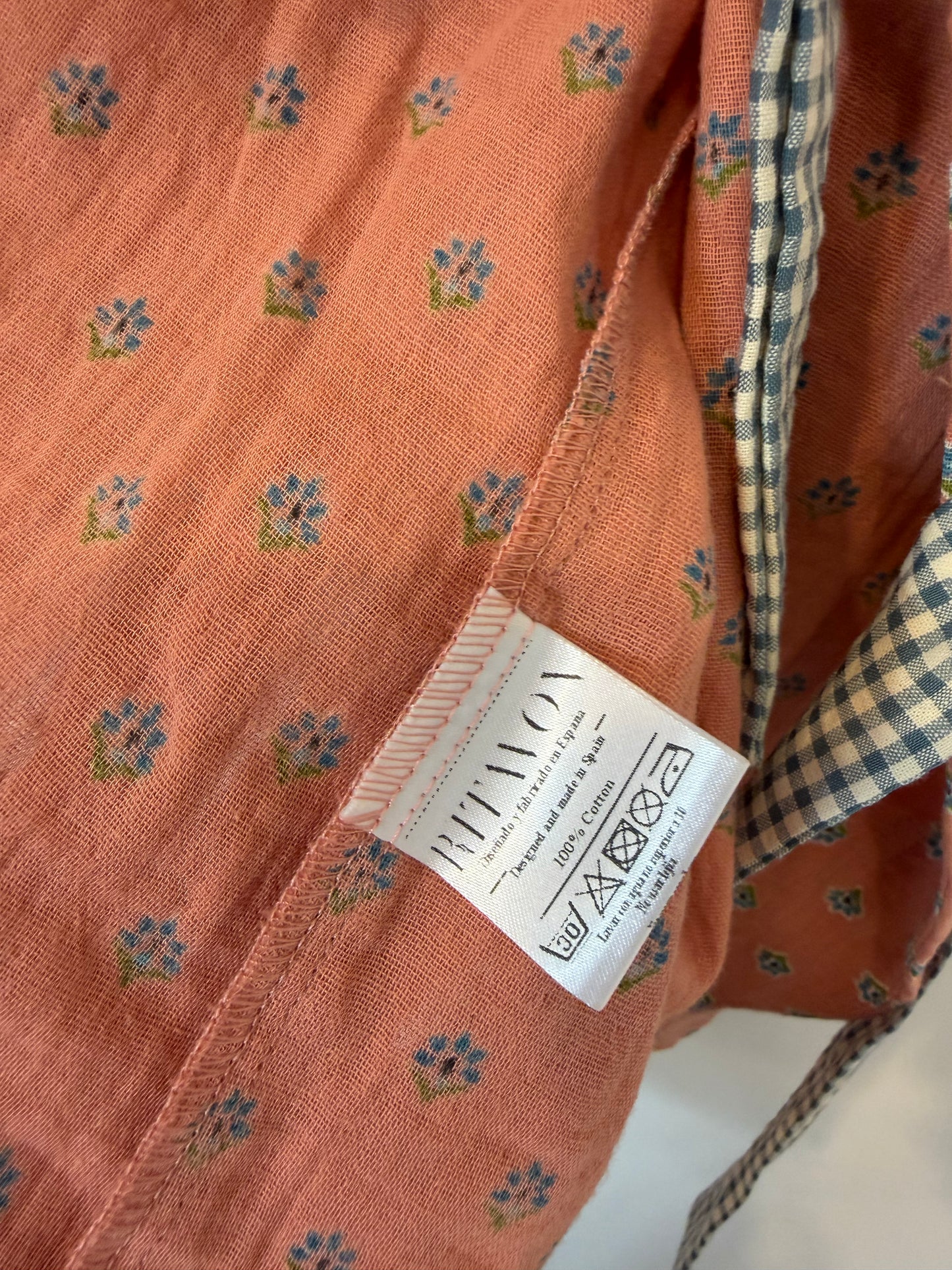 RITAVON. Camisa de algodón con estampado detalle lazo