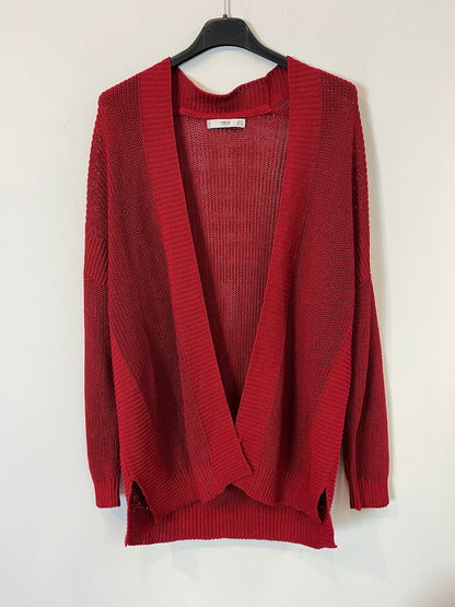 MANGO. Chaqueta hilo fluida color vino. T S