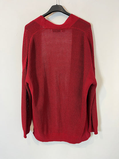 MANGO. Chaqueta hilo fluida color vino. T S