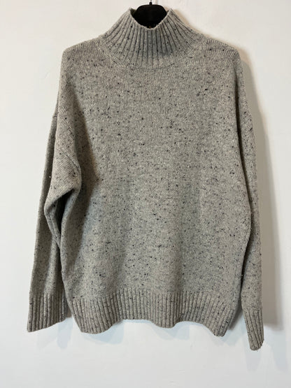 ZARA. Jersey gris cuello alto jaspeado