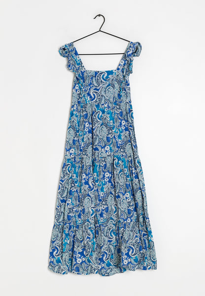 MANGO. Vestido con estampado azul