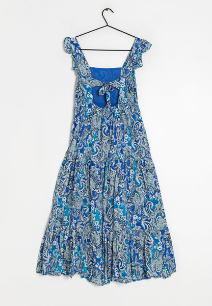 MANGO. Vestido con estampado azul