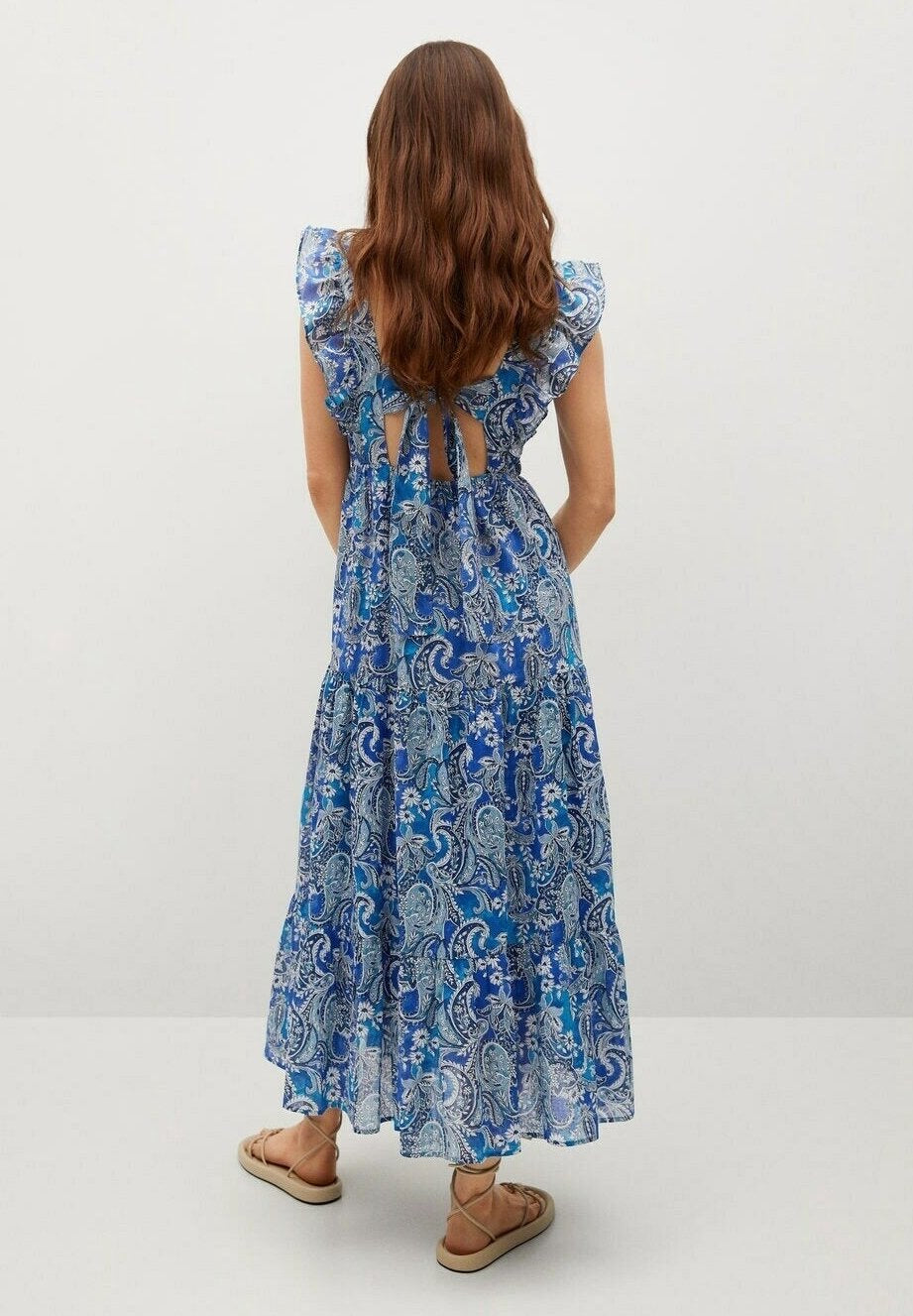 MANGO. Vestido con estampado azul