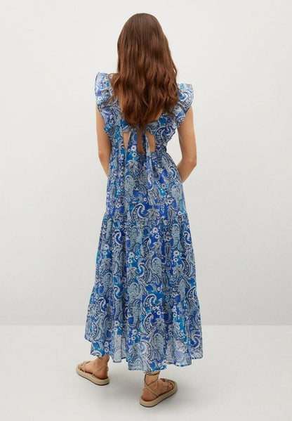 MANGO. Vestido con estampado azul