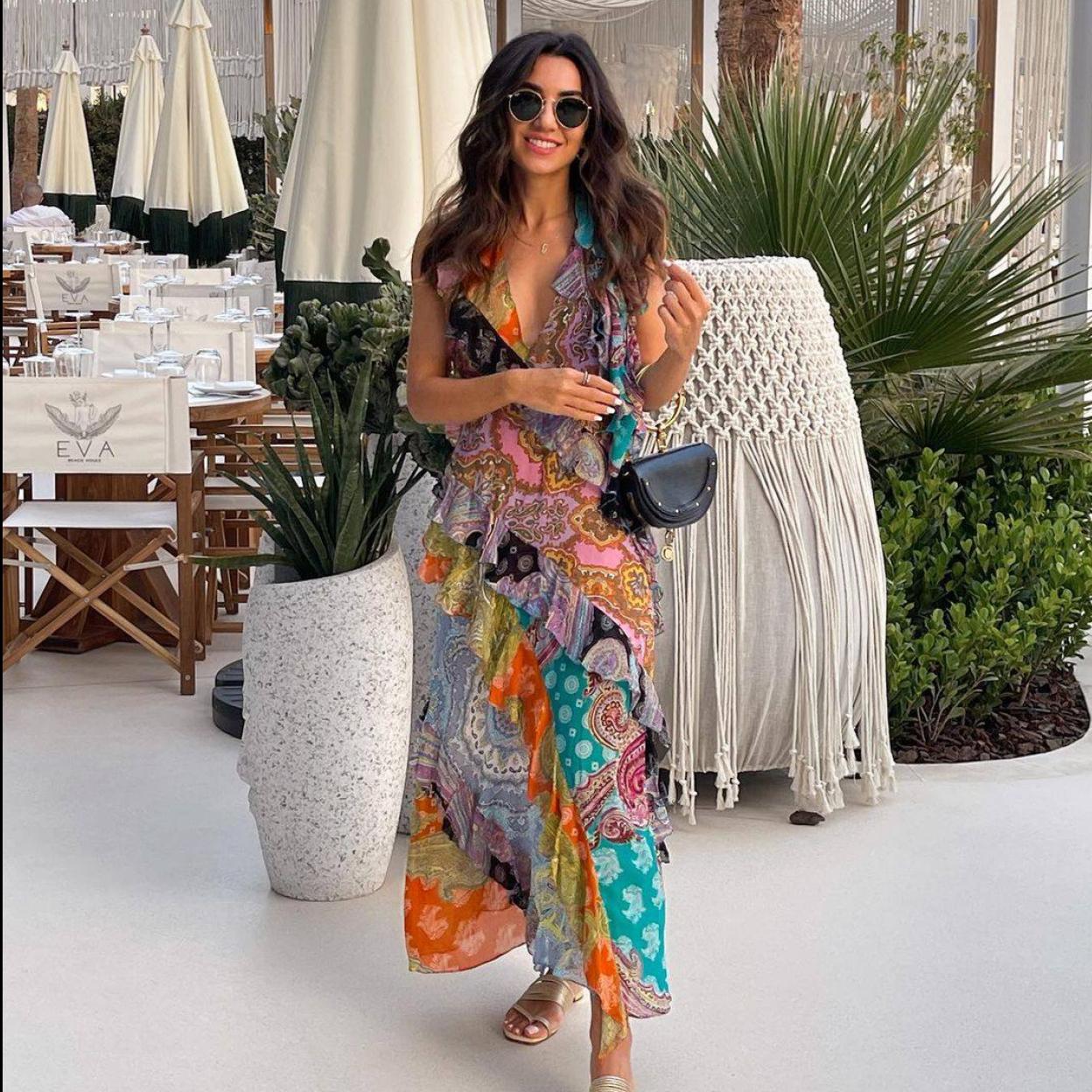 ZARA. Vestido estampado detalle de volantes