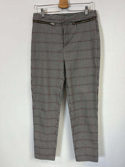 CORTEFIEL. Pantalón elástico cuadros mini. T 42