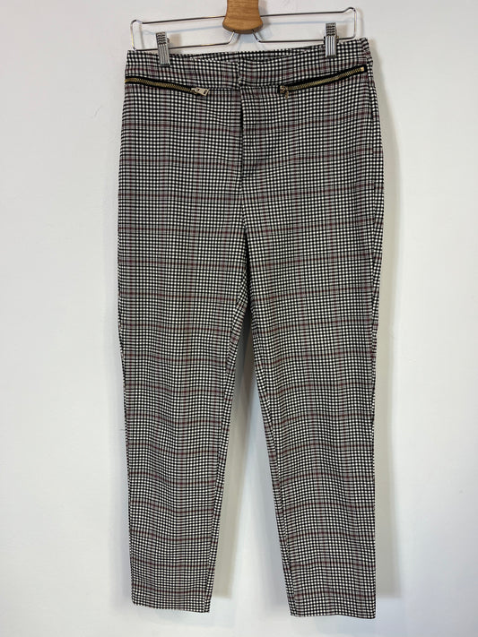 CORTEFIEL. Pantalón elástico cuadros mini. T 42