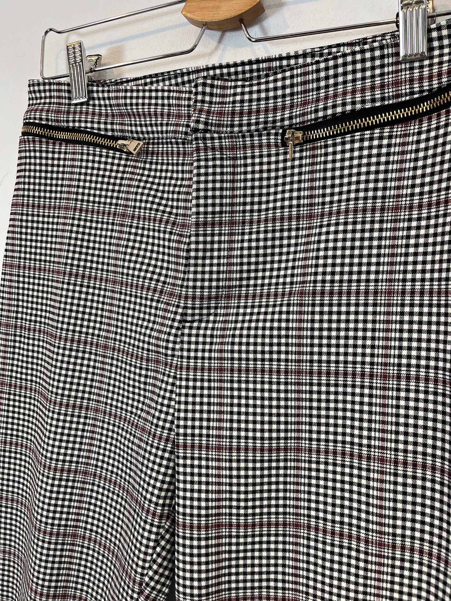 CORTEFIEL. Pantalón elástico cuadros mini. T 42