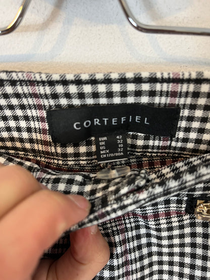 CORTEFIEL. Pantalón elástico cuadros mini. T 42