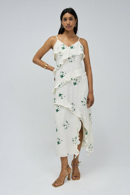 SALSA JEANS. Vestido largo con detalle de volantes