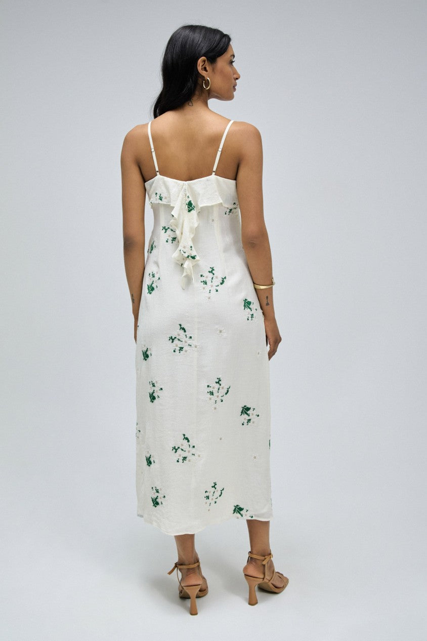 SALSA JEANS. Vestido largo con detalle de volantes
