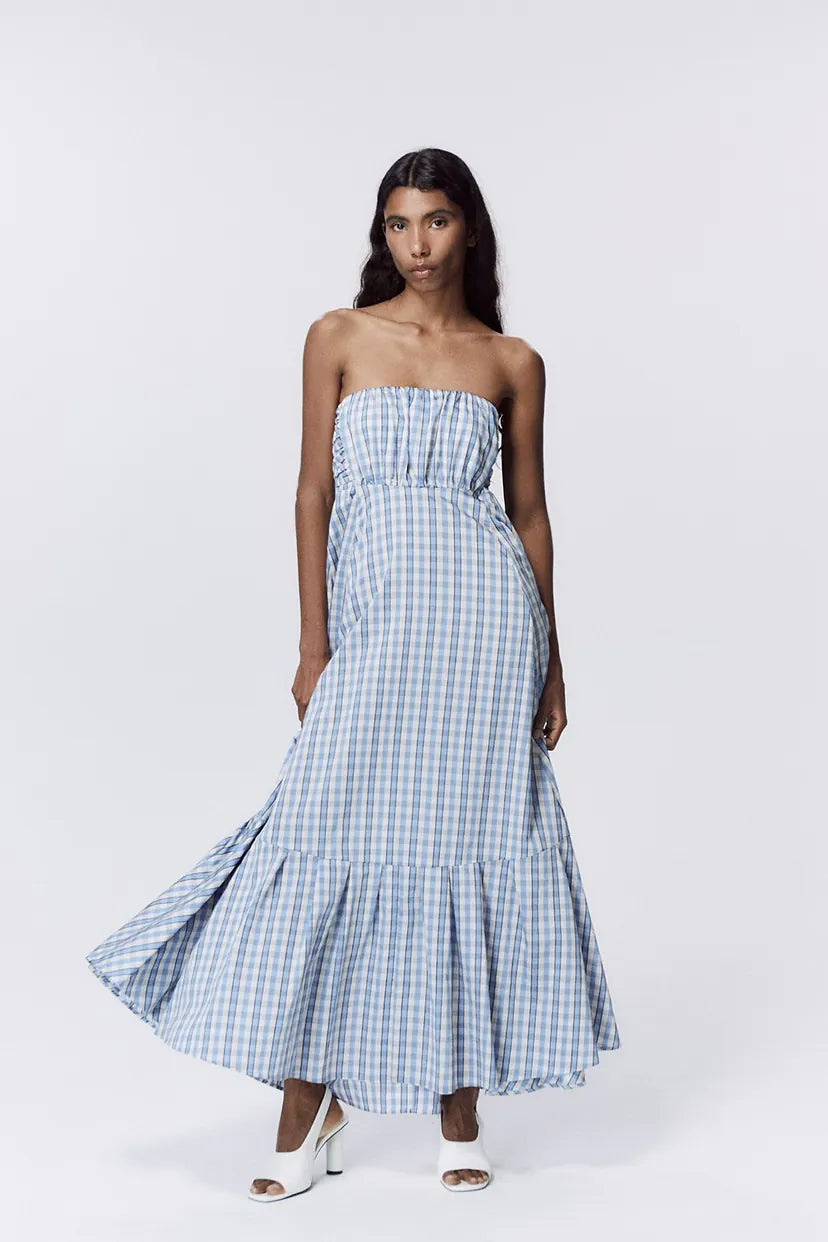 SFERA. Vestido midi de cuadros