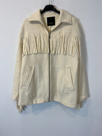 PINKO. Chaqueta lana flecos. T 36 (M)