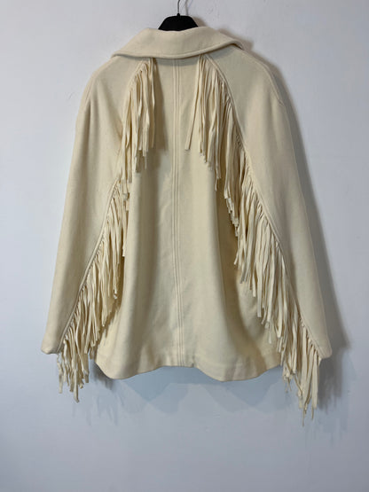 PINKO. Chaqueta lana flecos. T 36 (M)