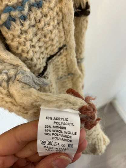 OTRAS. Cárdigan beige rayas colores con lana. T M/L