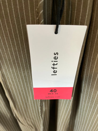 LEFTIES. Pantalón pinzas verde caqui raya diplomática. T 40