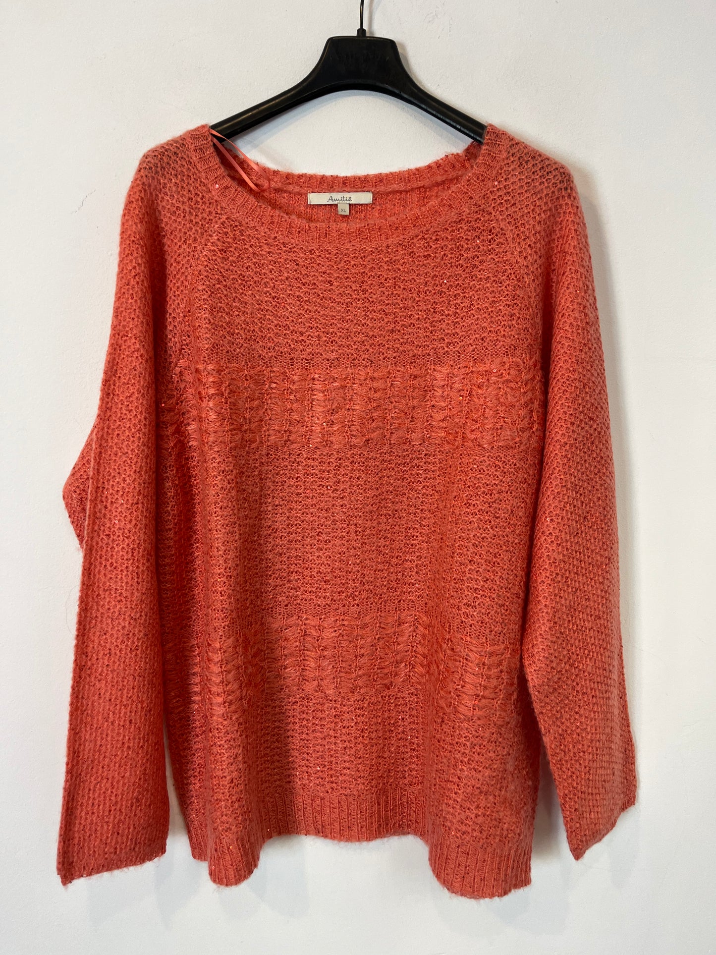 AMITIE. Jersey coral lentejuelas mini. T XL