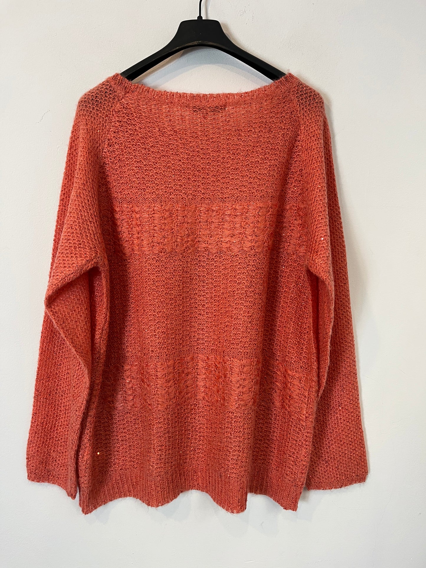 AMITIE. Jersey coral lentejuelas mini. T XL