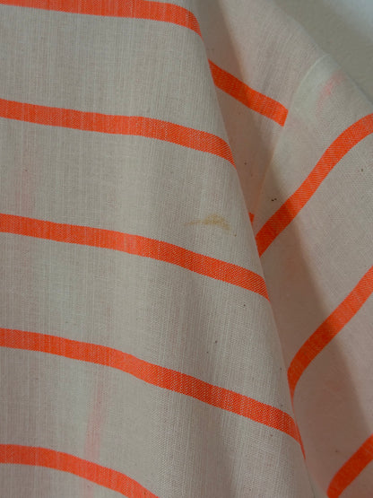 PAN. Vestido largo camisero rayado flúor