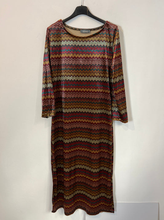 AZALEA. Vestido midi terciopelo zig zag. T S/M