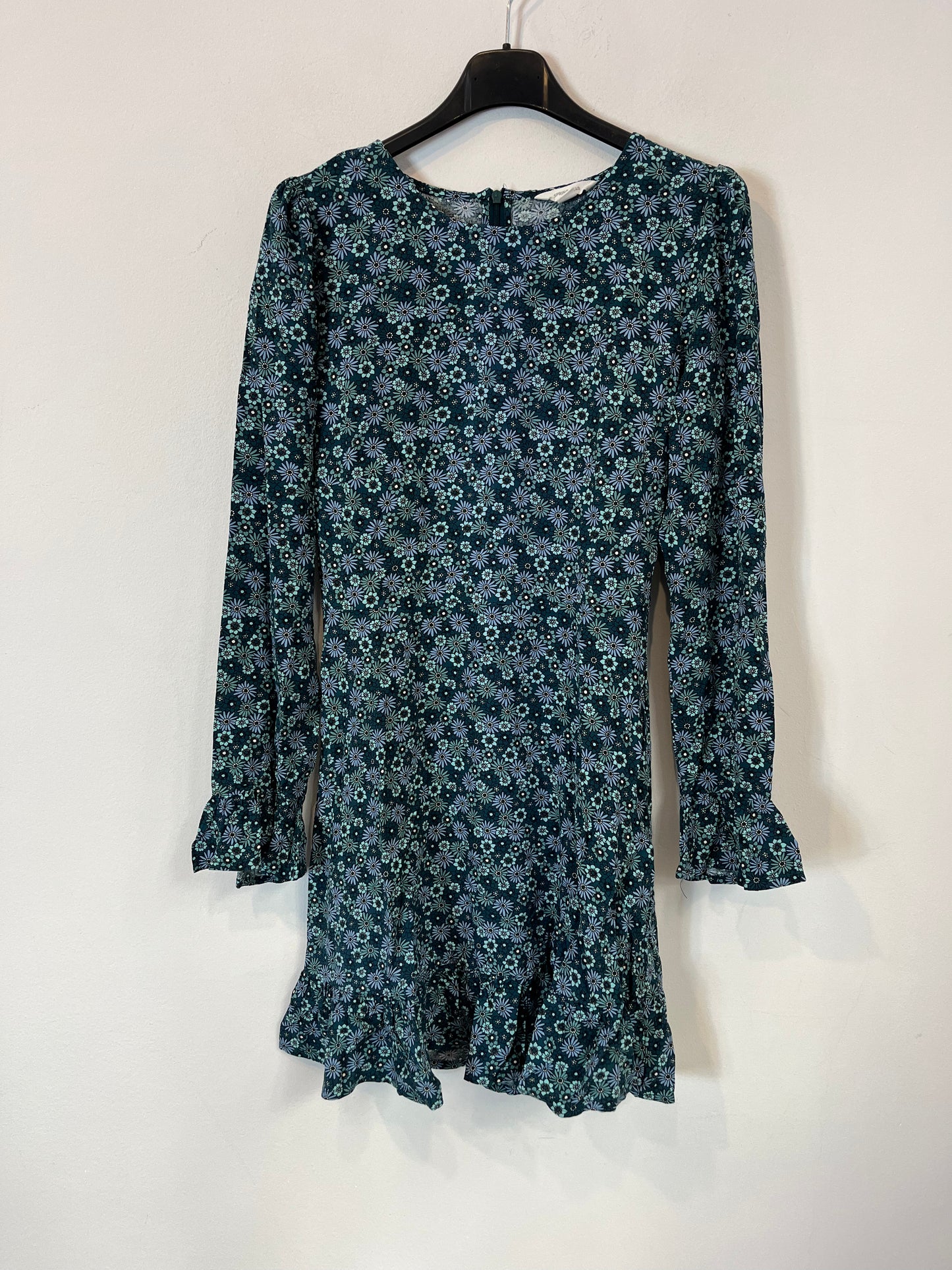 SPRINGFIELD. Vestido corto flores tonos verdes. T 36