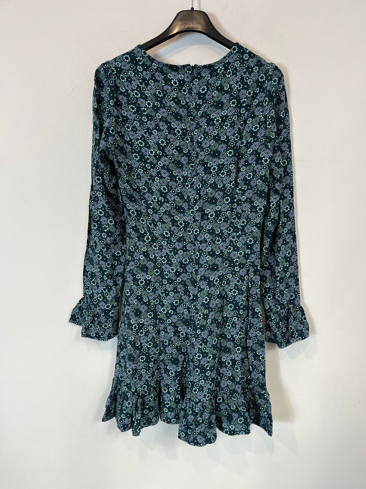 SPRINGFIELD. Vestido corto flores tonos verdes. T 36