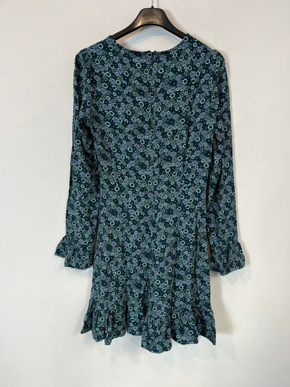 SPRINGFIELD. Vestido corto flores tonos verdes. T 36