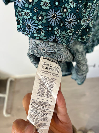 SPRINGFIELD. Vestido corto flores tonos verdes. T 36