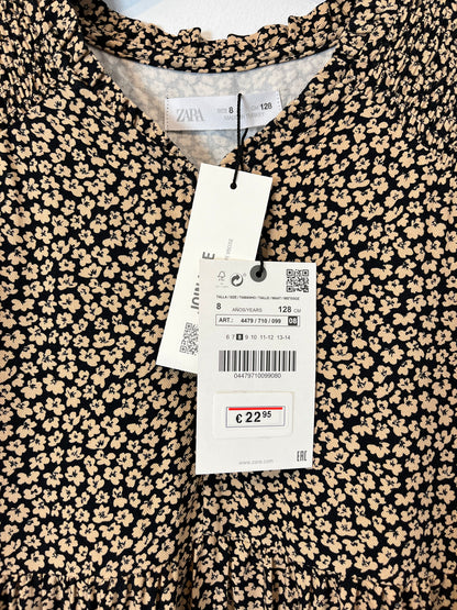 ZARA. Vestido fluido flores niña. T 8 años