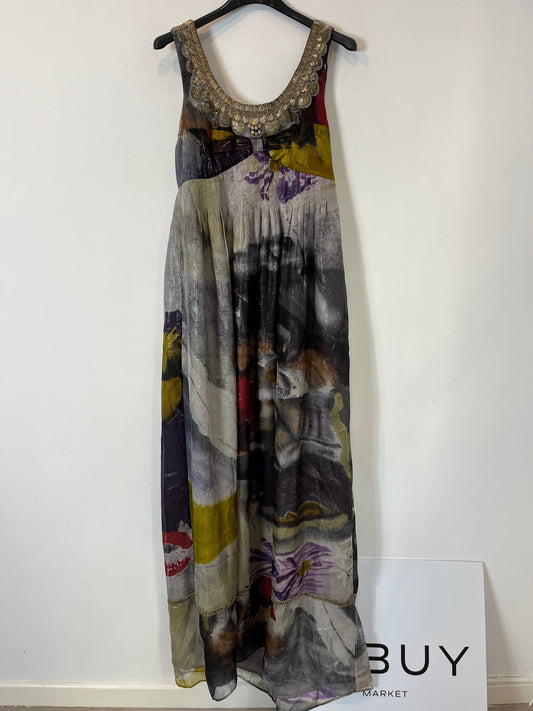 INTROPIA. Vestido largo abalorios. T 38