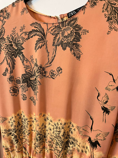 ZARA. Vestido midi estampado. T S