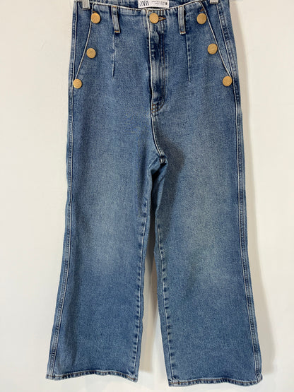 ZARA. Denim culotte botones. T 34