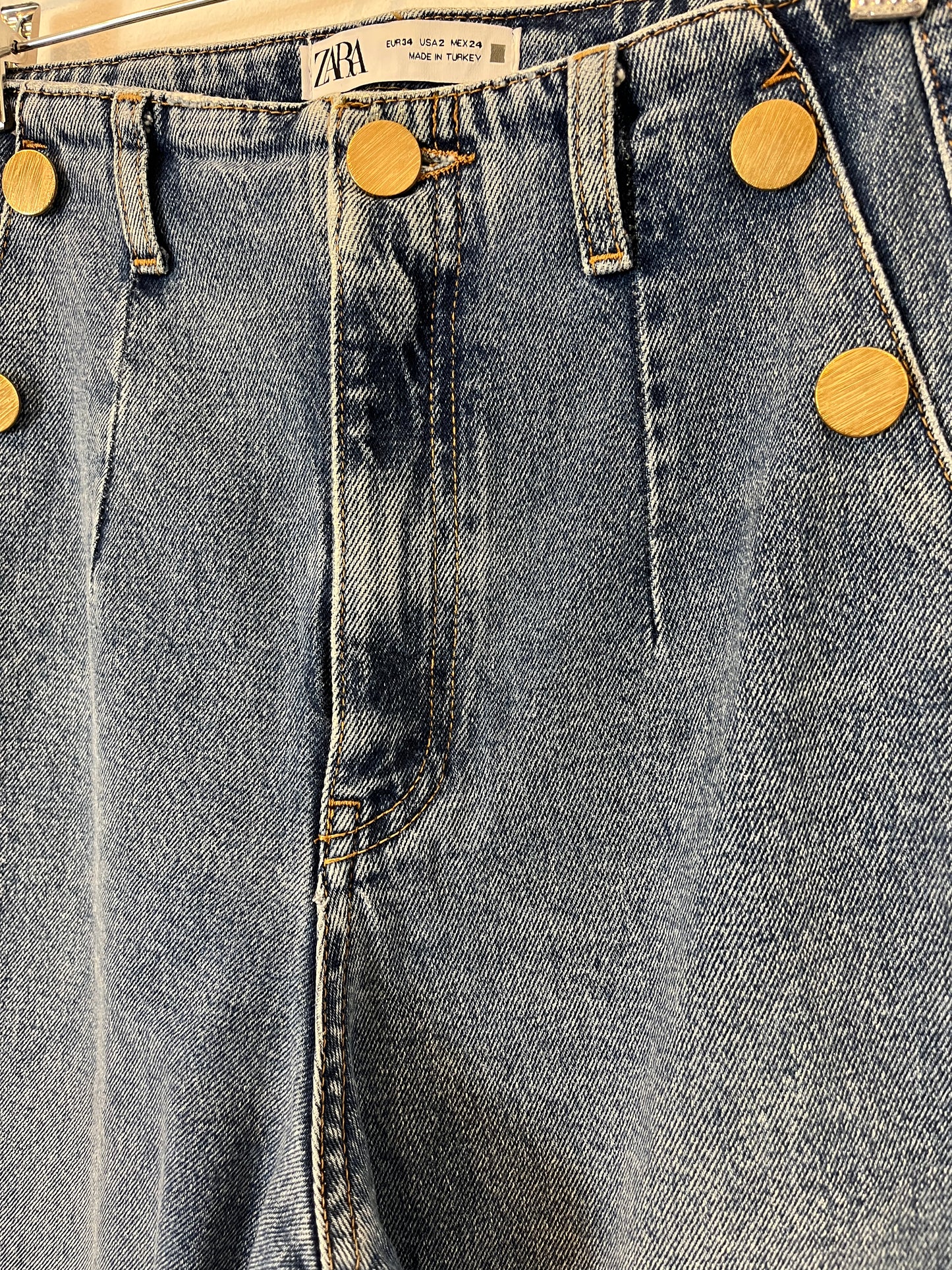 ZARA. Denim culotte botones. T 34