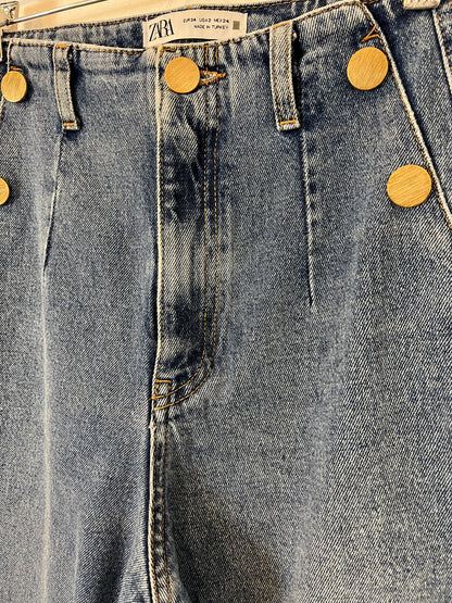 ZARA. Denim culotte botones. T 34