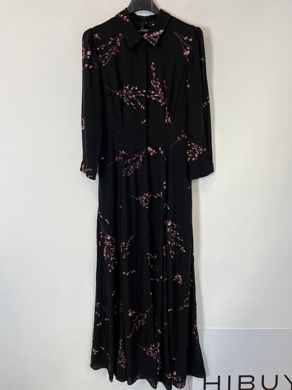 ZARA. Vestido largo negro camisero. T XS